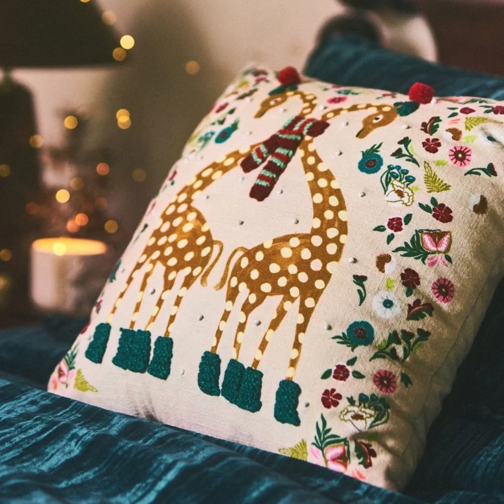 Giraffe Holiday Pillow